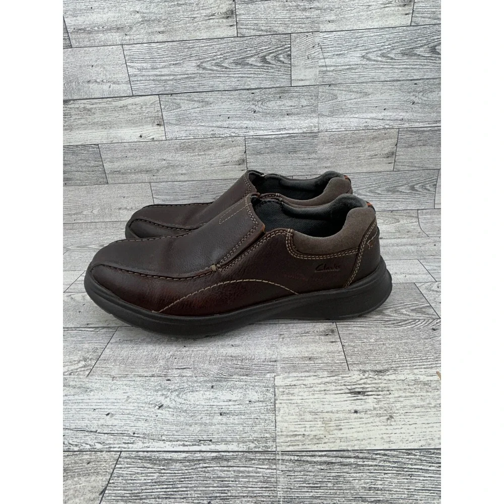 Clarks Collection Men Size 8M Dark Brown Leather Slip On Loafers 261196147070‎
